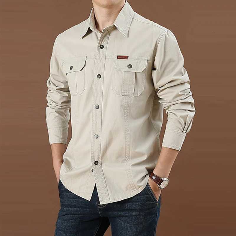 Military Tactical Mens Long Sleeve Shirt Cotton Casual Slim Fit Top Mens Outdoor Combat Training Sports Clothing Plus Size 5XL X250903