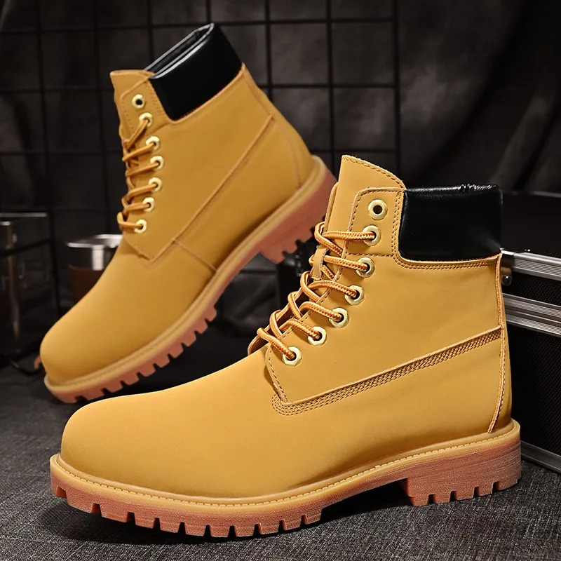 Fashion Outdoor Sneakers Men Lace Up NonSlip Ankle Boots for Couple High Top Quality Women Leather Shoes 250902