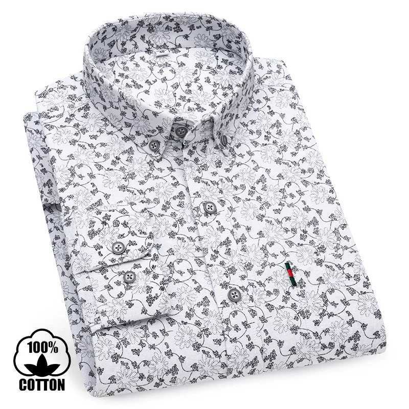 Fashion korean100cotton casual longsleeve shirts for men slim fit plain tops print designer vintage elegant clothes streetwear X250903