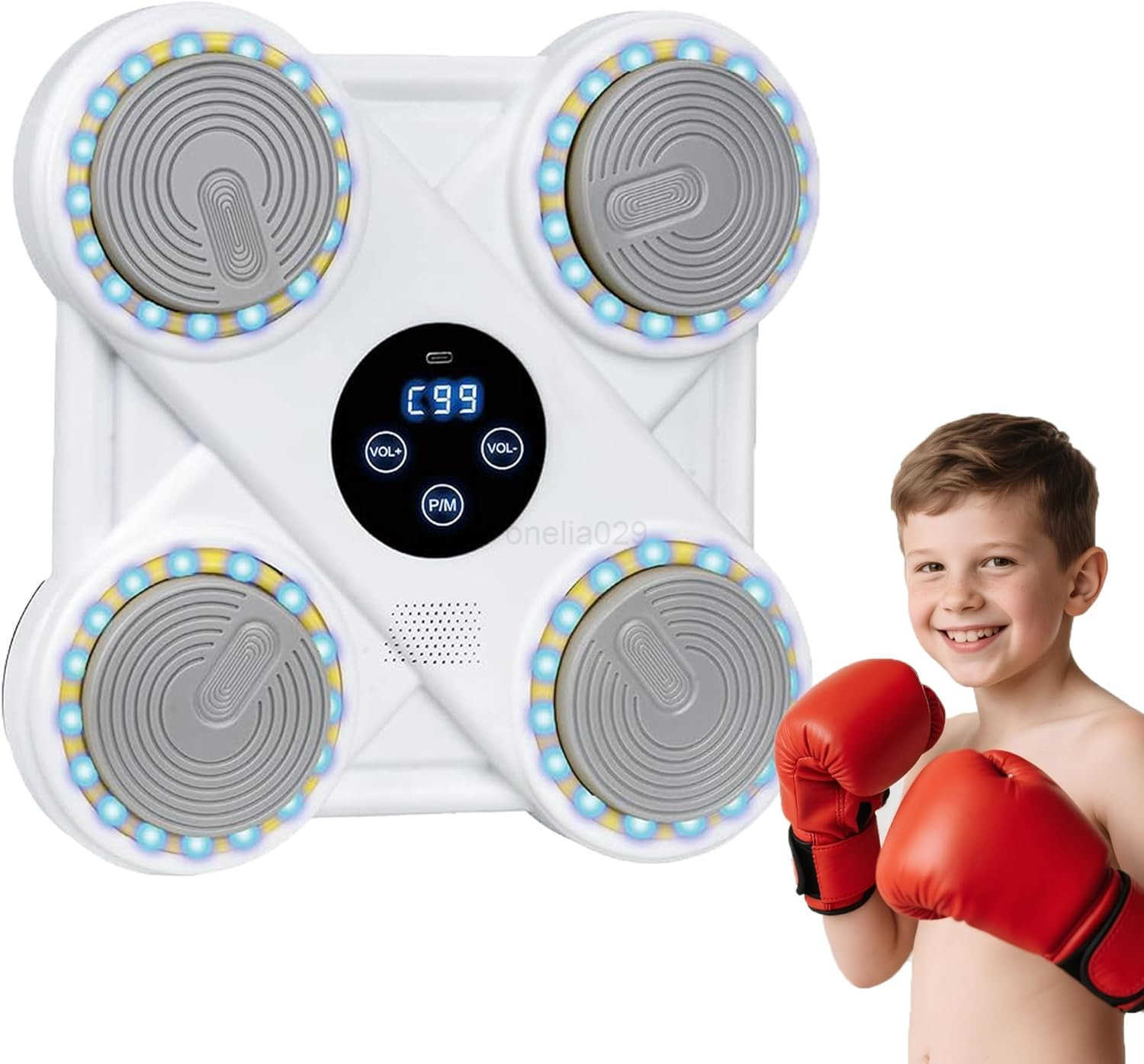 Music Boxing Machine for Kids Wall Mounted Smart Punching Target Toy with Bluetooth LED Lights Music Workout Game Toy with Boxing Gloves for Boys and 
