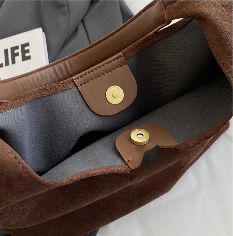 2 Pcs Slouchy Hobo Bag Women Suede Crescent Satchels Shoulder Bag Crossbody Purse Tophandle College Tote Handbag 2025 M250903