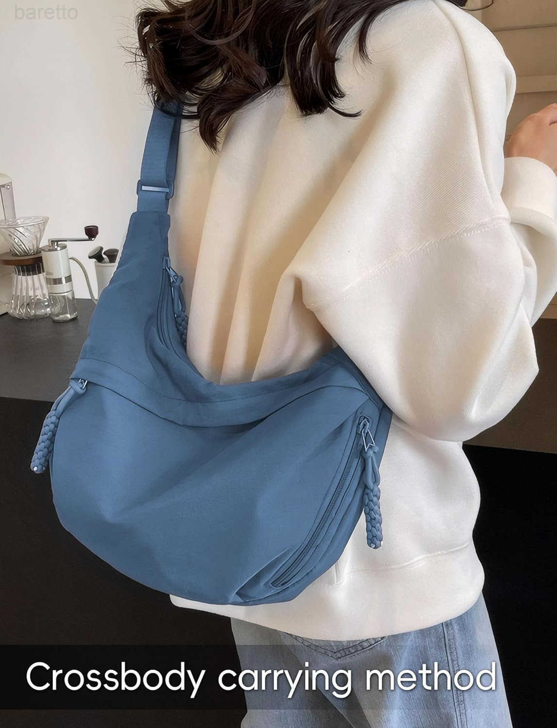 Lightweight Nylon Hobo Bag for Women Men Small Shoulder Bag Crescent Crossbody Bag with Adjustable Strap Casual Bag M250903