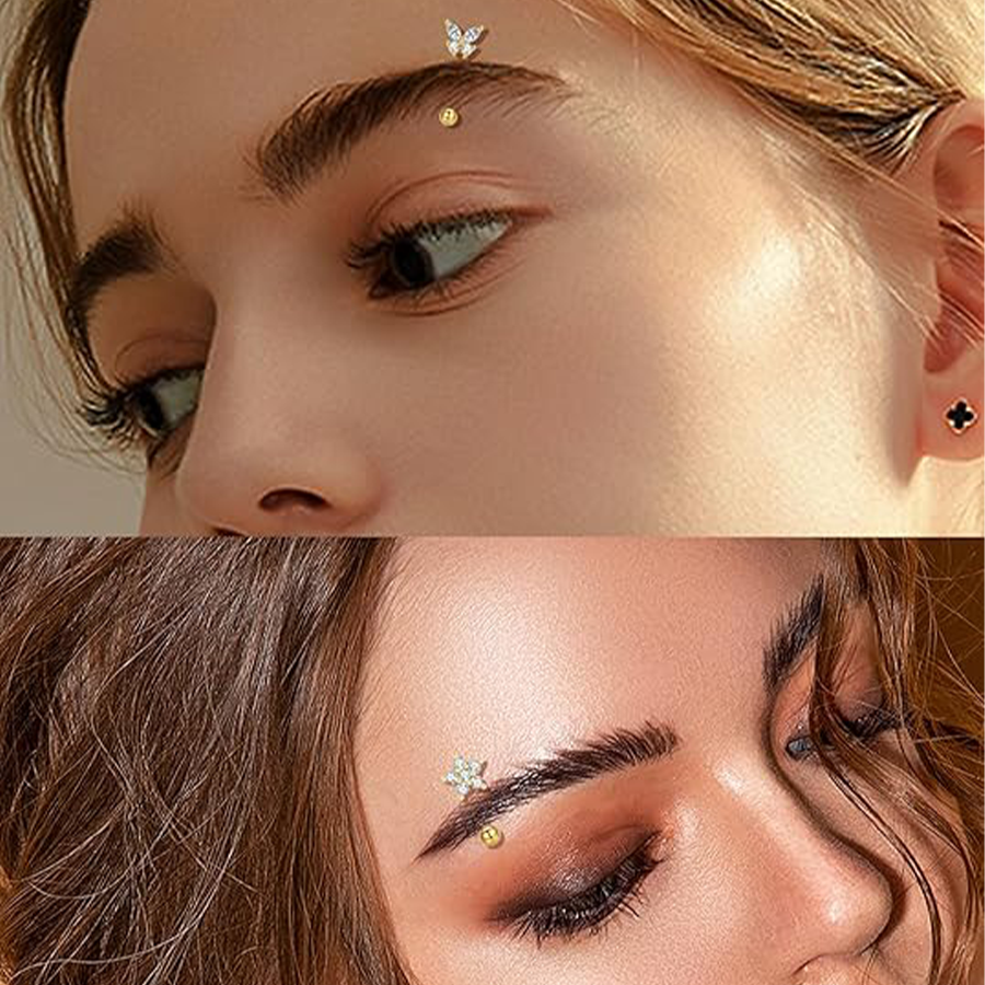 18pcs Bijoux de piercing à sourcils 16g en acier chirurgical Ballon incurvé sonnets de sourcils papillon lun lèvre Boully bouton rook daith tragu