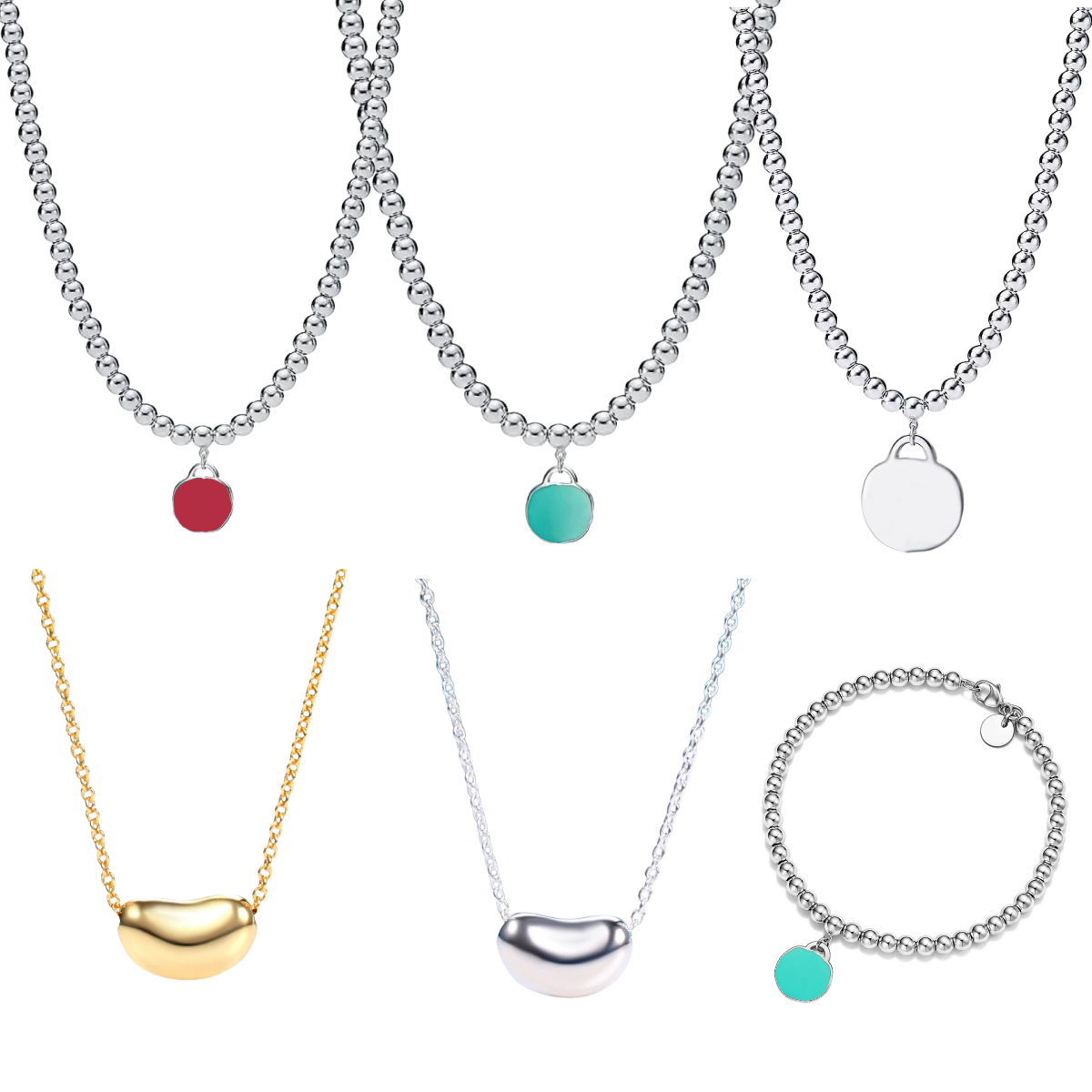 Blue heart necklace designer for women beans pendant designer necklace simple letter plated silver gold necklace luxury jewlery designer for womens classic zl08
