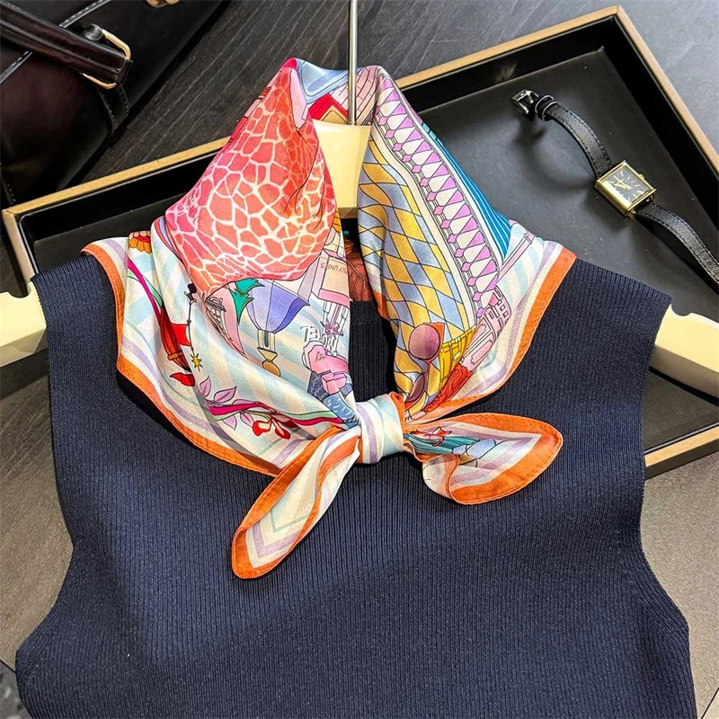 100 Natural Silk Scarf Women Small Square Shawl Hair Ribbon Headband Fashion Neckerchief Bandana 250902
