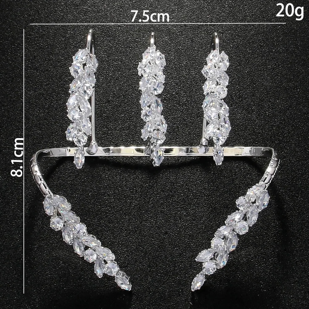 Stonefans Cubic Zirconia Leaf Bangle Hand Jewelry for Women Exquisite Palm Cuff Bracelet Bridal Wedding Hand Decoration 250902