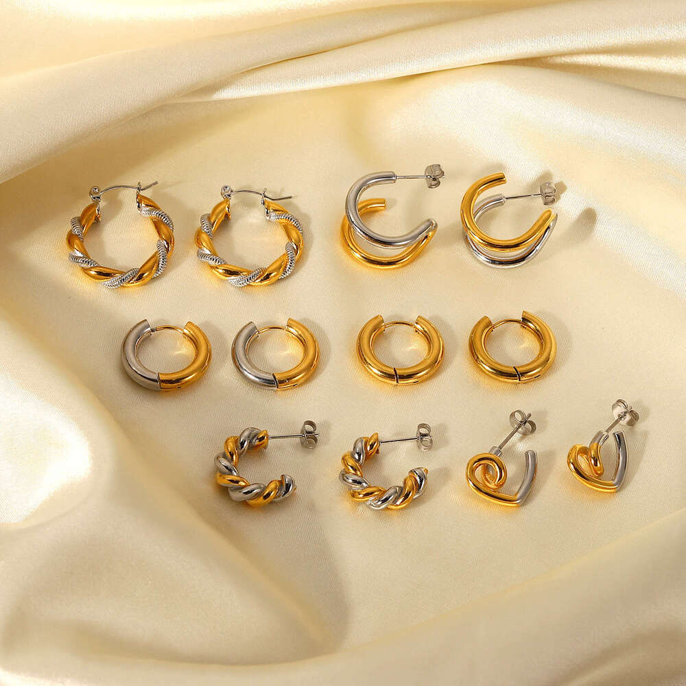 Trendy Gold/Silver Earrings for Women Men - 2025 New Titanium Steel Plated Jewelry, Minimalist Geometric Design, Anti-Fade, Wanxing Brand Multiple Col