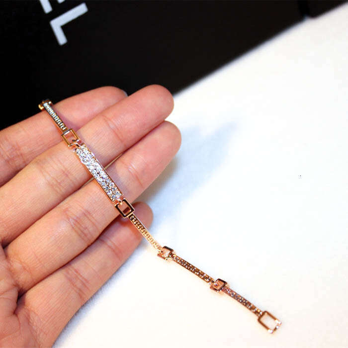 2025 Spring-Summer Korean-Style Bracelet - Alloy Gold-Plated, Crystal-Embellished, Geometric Line Design, Kabiya Brand, Fashion OL Jewelry for Women (