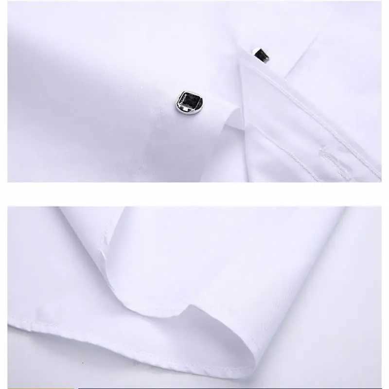 Mens Buttondown Shirt Long Sleeve Casual Formal Business Dress Shirts Pocketless Solid Color Blue White Tops Korean Slim Fit X250903
