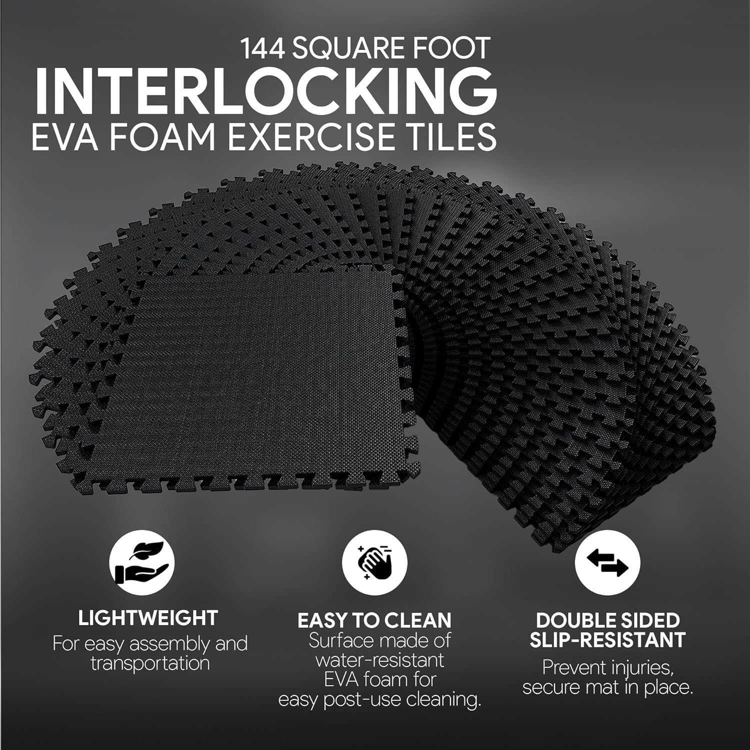 Interlocking Foam Exercise Mat Equipment Multiple Sizes Colors Available NonSlip EVA Puzzle Floor Tiles with End Borders for Home Gym Workout Room Pla