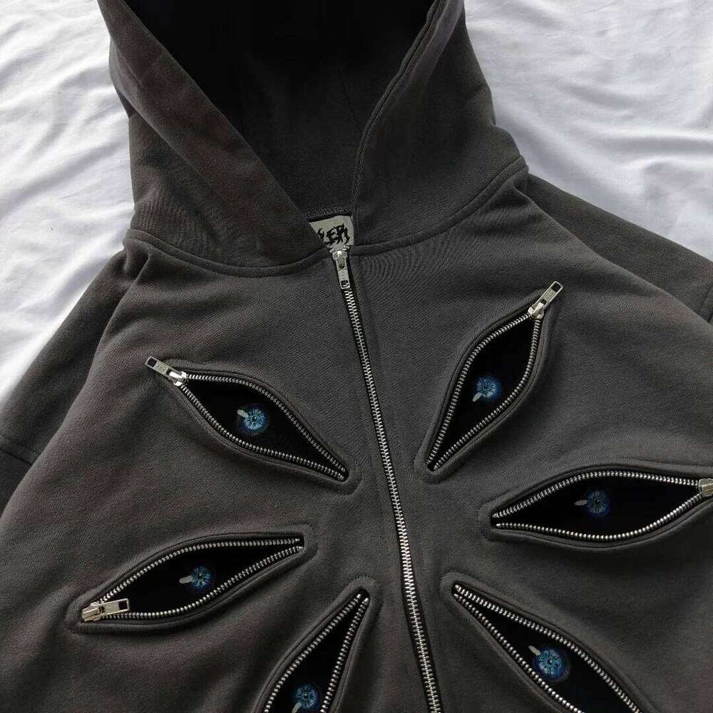 hoodie hoodie New Y2K Haruku Retro Hoodie Men and Women Rock Hip Eyes Patchwork Zipper Hood Fashion Street Clothing Casual Jacket Tops jacket jacket