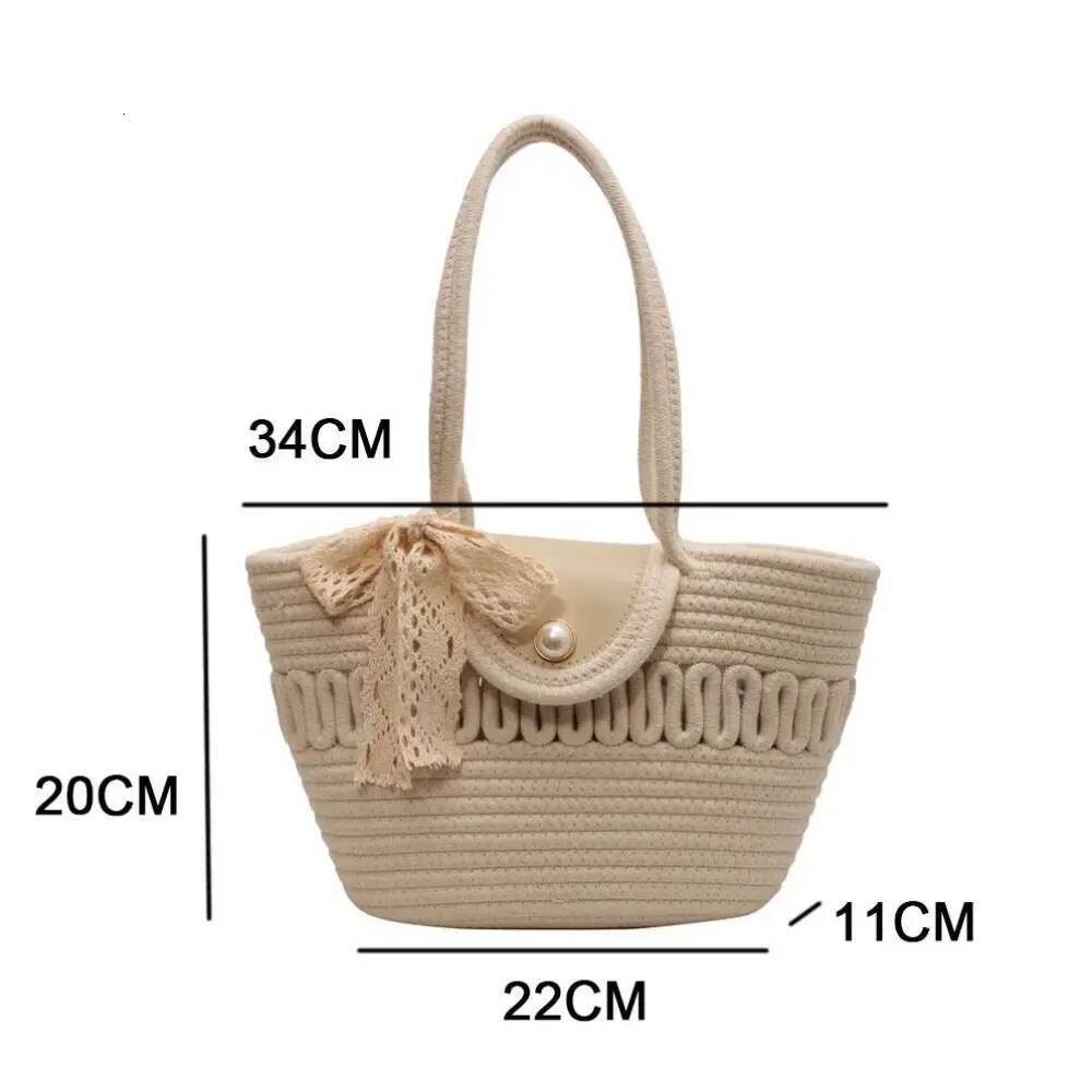 Luxury Handbag Retro Storage Cotton Handmade Handbag Rope Woven Countryside Style Beach Bag Handbag