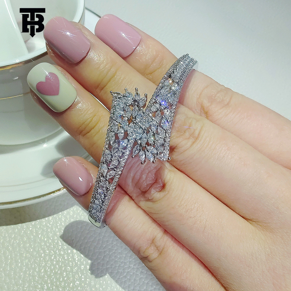 TB BHULAMTE Designer Lady Zircon Leaf High-end Fashion Open Bracelet Simple And Elegant Daily Commuting Multi-functional Style Bracelet