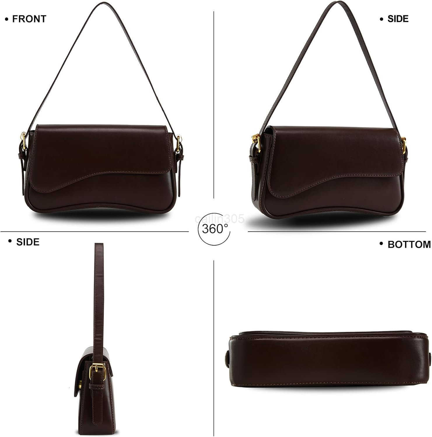 Shoulder Bag for Women Trendy Purse PU Leather Hobo Handbags Clutch Saddle Bag with 2 Removable Stra M250903