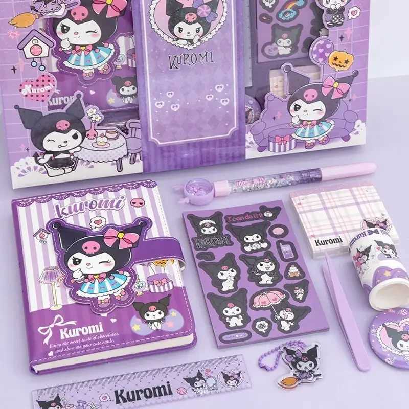 Sanrio MINISO Hello Kitty Cinnamoroll Anime Kawaii MINISO Notebook Ledger Set Cute My Melody Children Notepad Stationery Gifts for Kids L250903