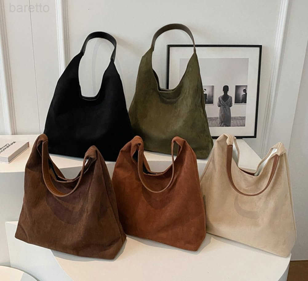 2 Pcs Slouchy Hobo Bag Women Suede Crescent Satchels Shoulder Bag Crossbody Purse Tophandle College Tote Handbag 2025 M250903