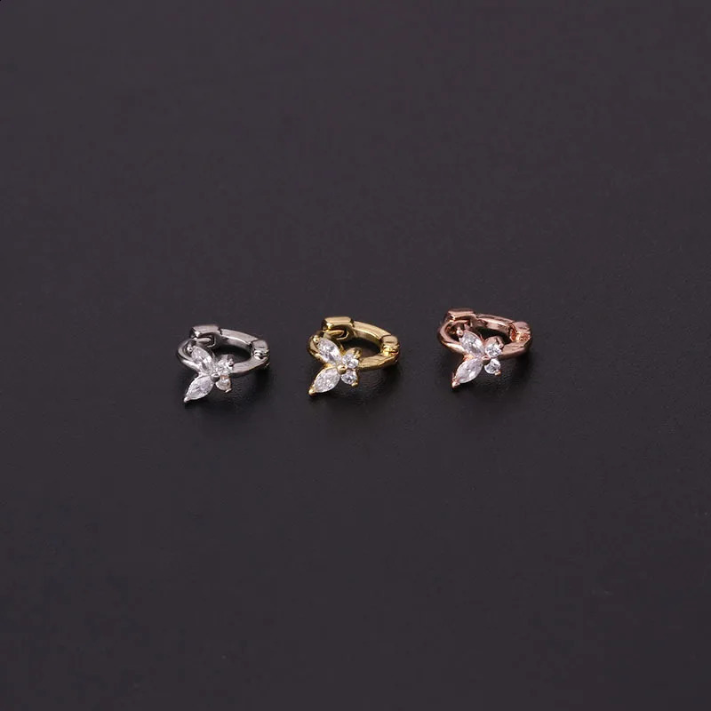 1Pcs Simple Mini Butterfly Hoop Earrings Fashion Pink Blue White CZ Cartilage Earring Cute Small Ear Bone Nail Piercing Jewelry 250903