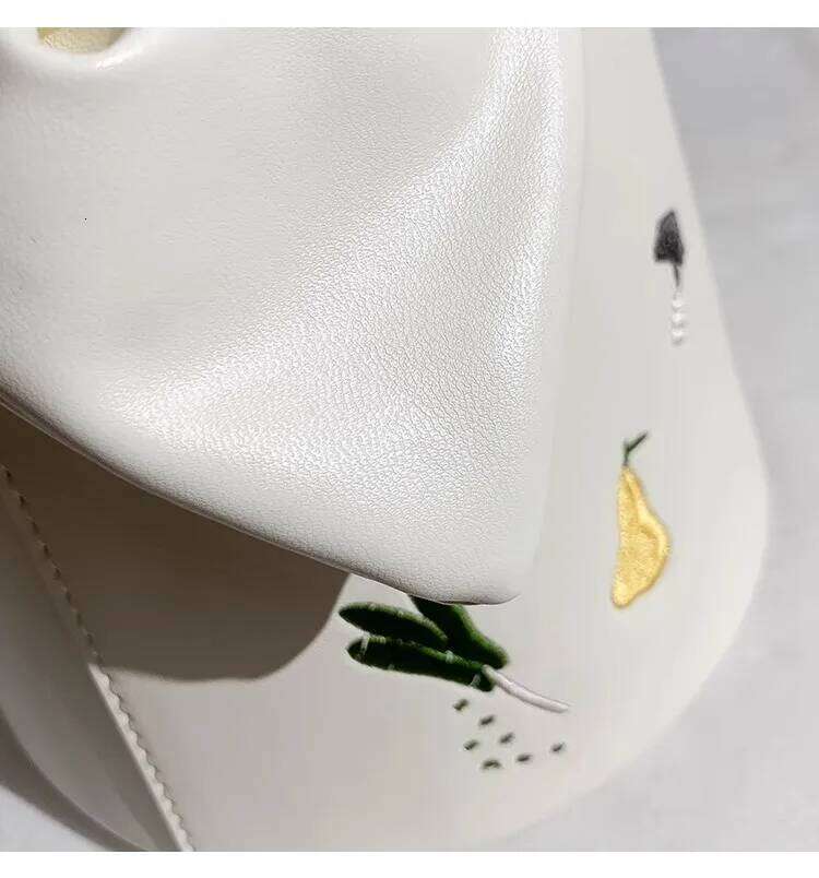 High Quality Fashion Embroidery Bucket Textured Women's Handbag Lady Purse Shoulder Messenger Female Casual Bag