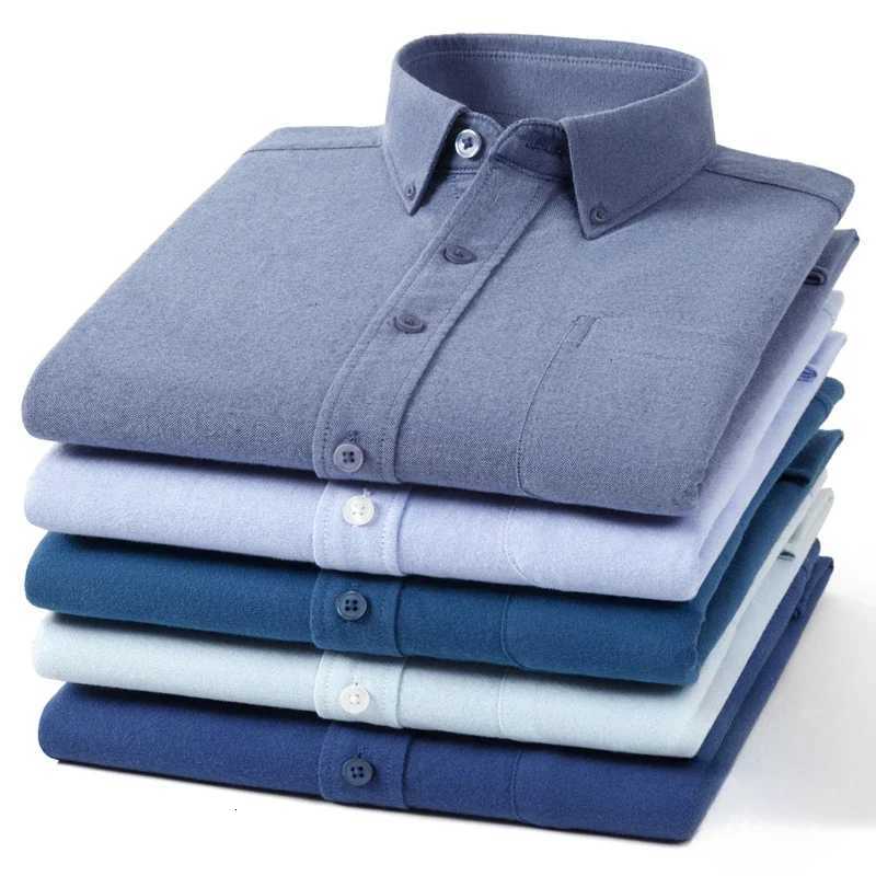 Hight qulity 100cotton oxford brushed long sleeve shirts for men slim fit formal shirt solid white clothes soft office tops X250903