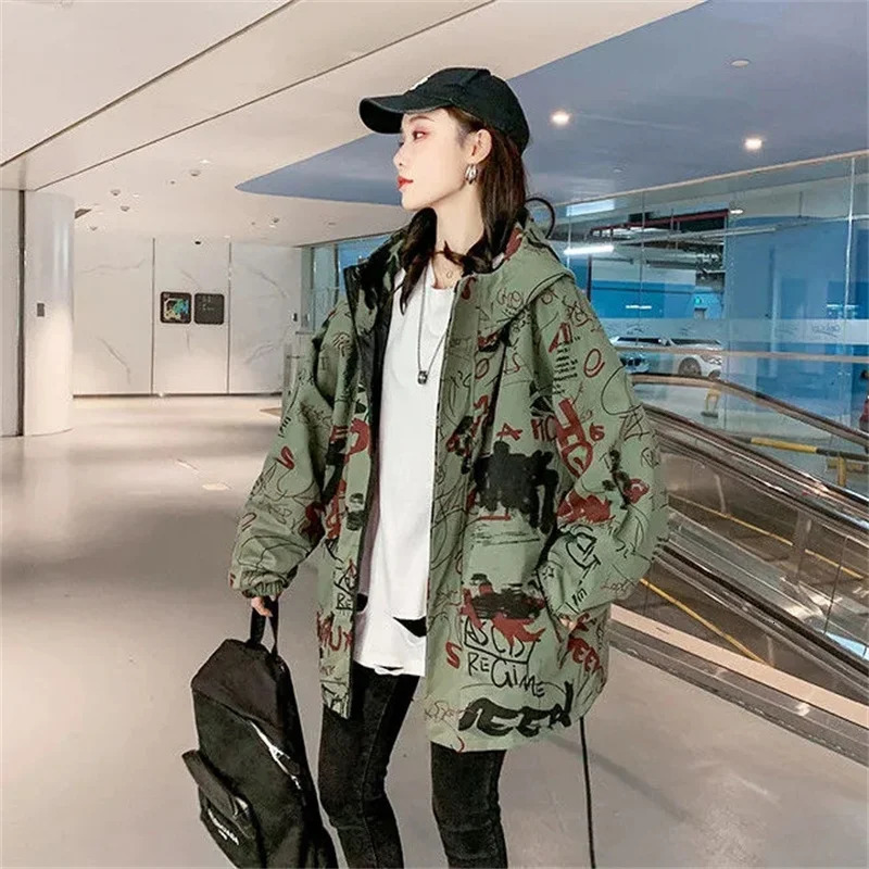 Women Men Loose Fit Work Clothes Coat Ladies Large Size Hooded Baseball Jacket Spring Autumn Female Medium Long Styles Tops 250902