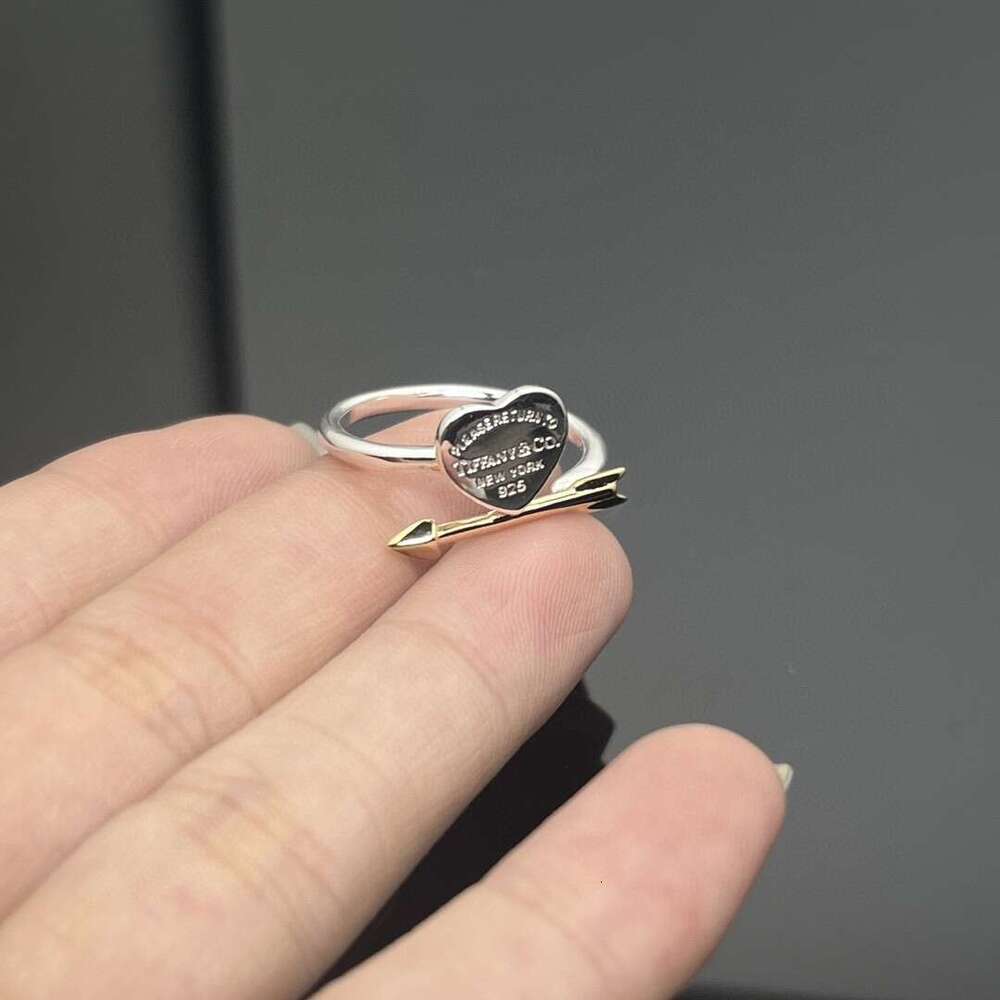 2025 T-Jia High-Quality Cupid's Arrow Ring, Heart Design, Versatile Fashion Ring, Sizes 6-8 (Platinum/Rose Gold/Gold), TJ7