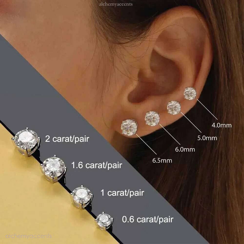 FEOBUR 1-4ct Moissanite Screw Back for Women Sterling Sier Sparkling Dia Stud Earrings Men Trendy Jewelry