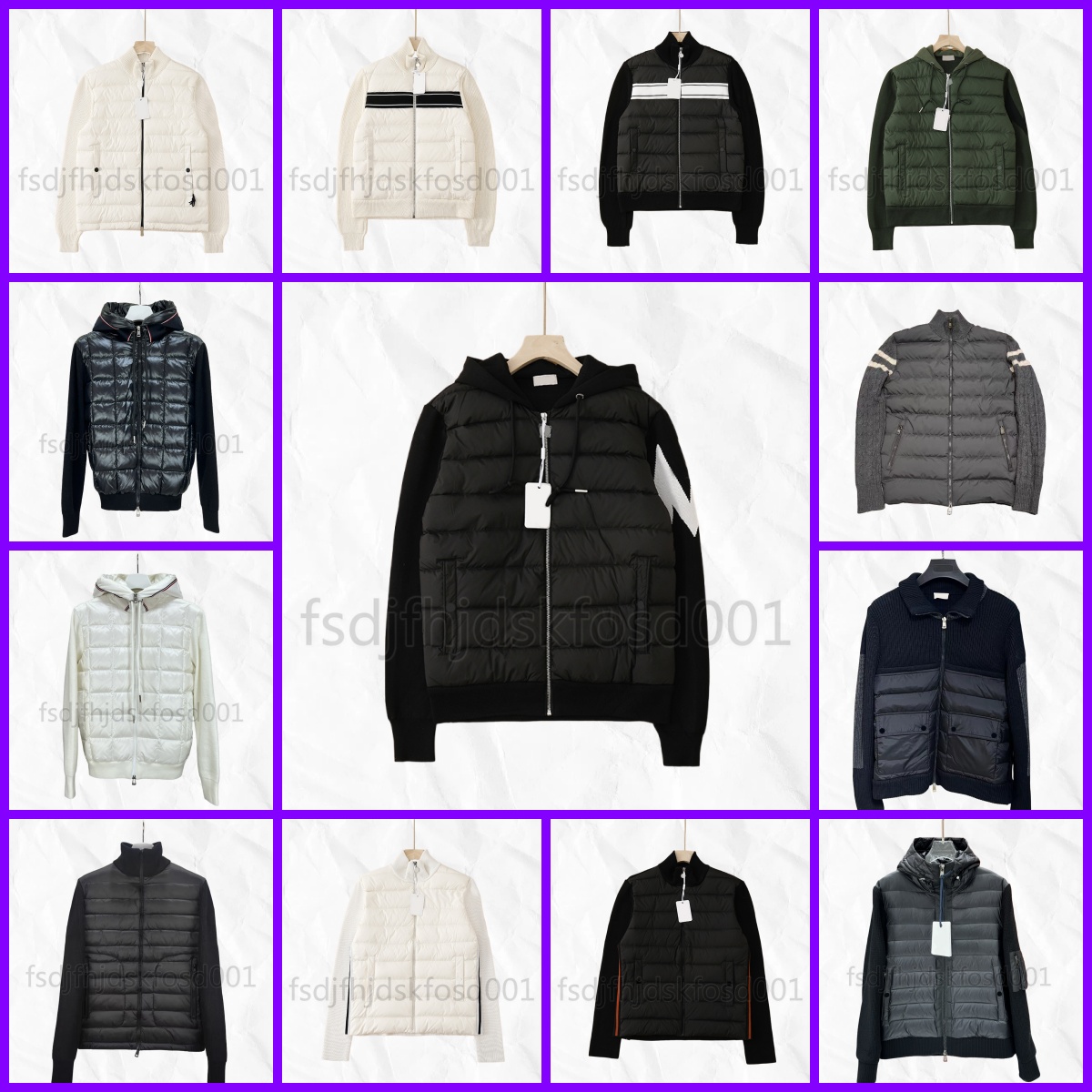 designer mens puffer jacket Down Men's Embroidered Badge NFC Stand Splice Sweater Lightweight Down puffer coat Sweater Casual Jacket Fluffy Coat Sweater size M-XXL