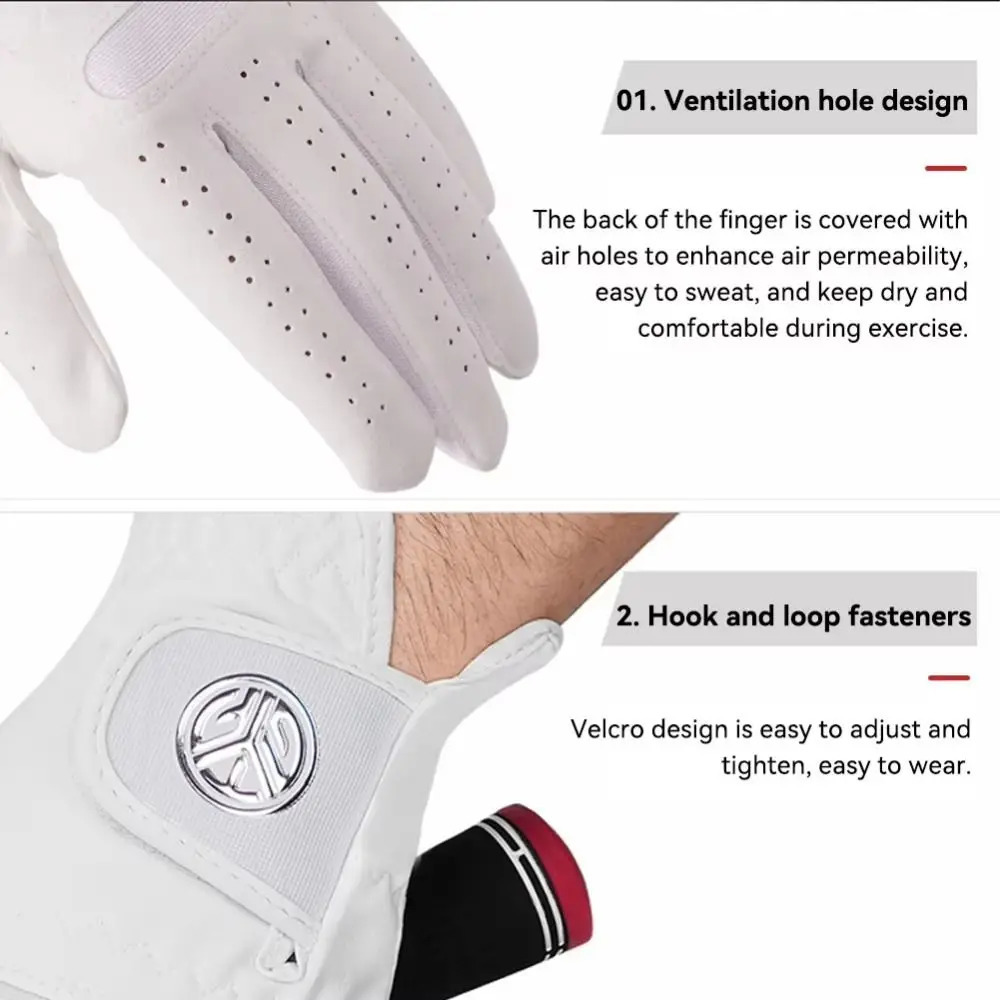 Sheepskin Mens Sports Golf Glove Breathable Single Left Hand Leather Golfing Glove White Maximum Grip Golf Gloves Male 250902