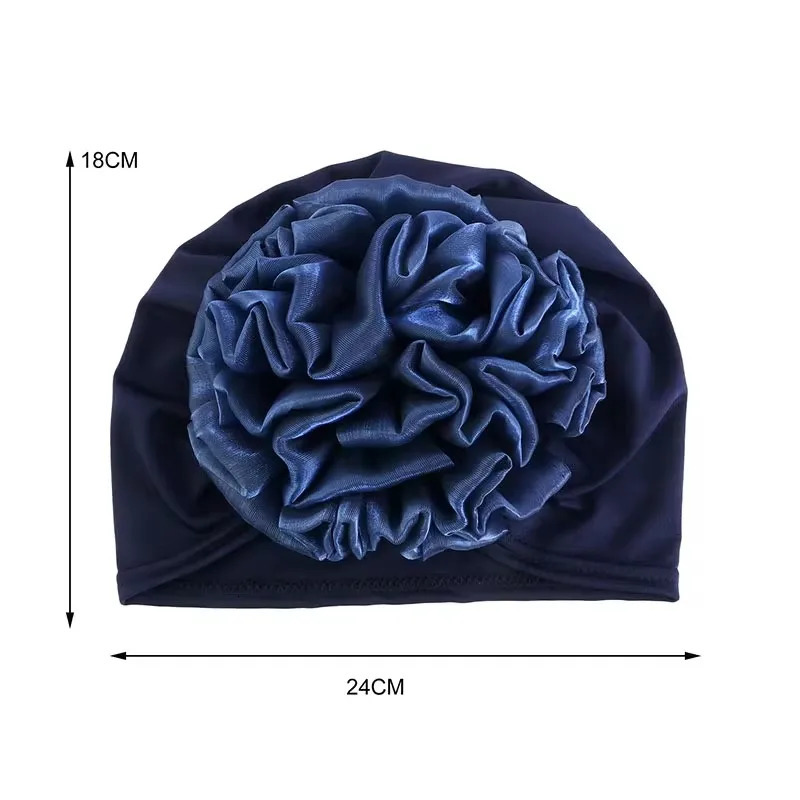 Womens Hijabs Turban Big Flower Elastic Cloth Hair Bands Hat Beanie Ladies Muslim Solid Loss Scarf Cap Accessories 250903