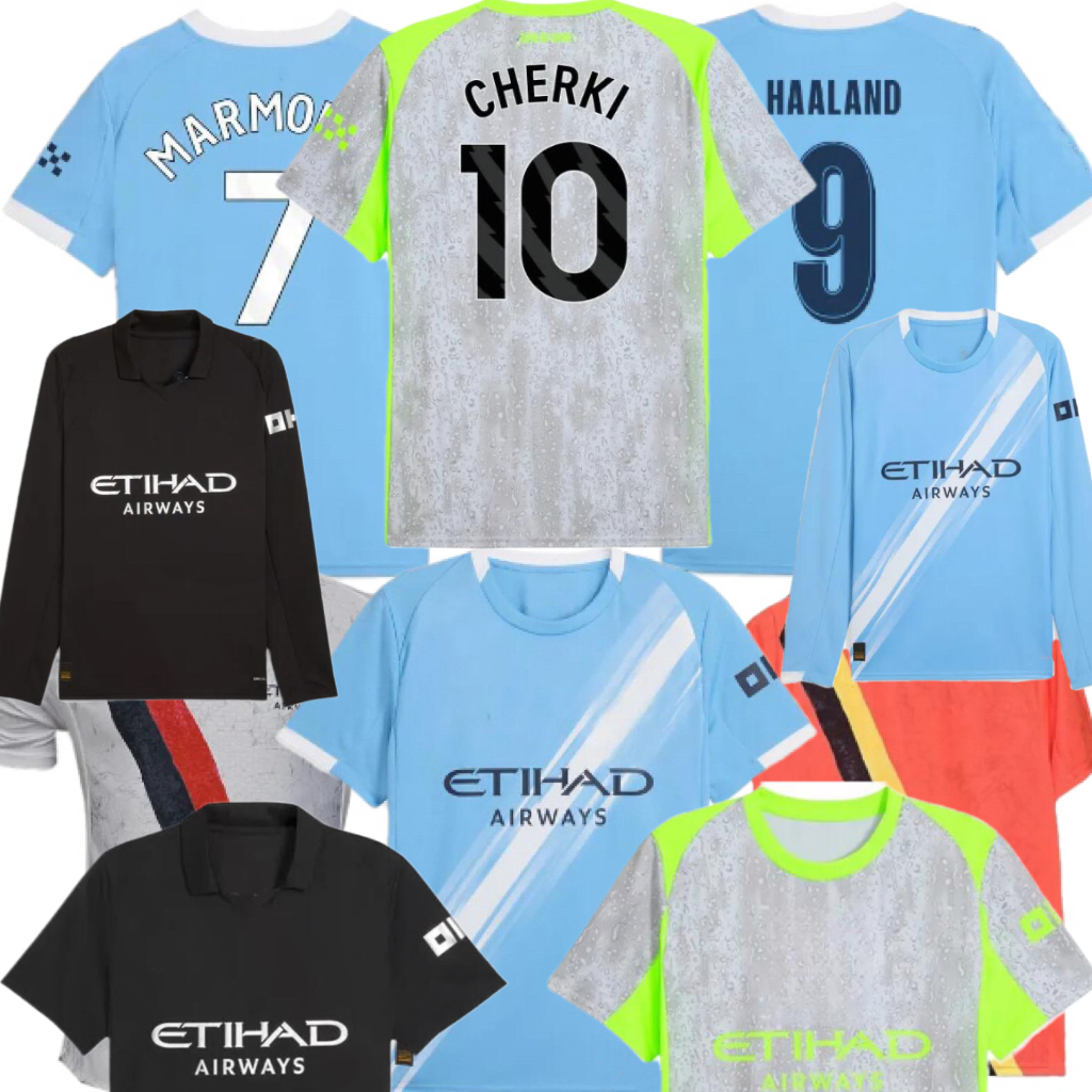 25 26 Man City HAALAND MARMOUSH CHERKI REIJNDERS soccer jersey Ait-Nouri RODRIGO FODEN BERNARDO GVARDIOL KHUSANOV SAVINHO DOKU Long sleeves football shirt men kids