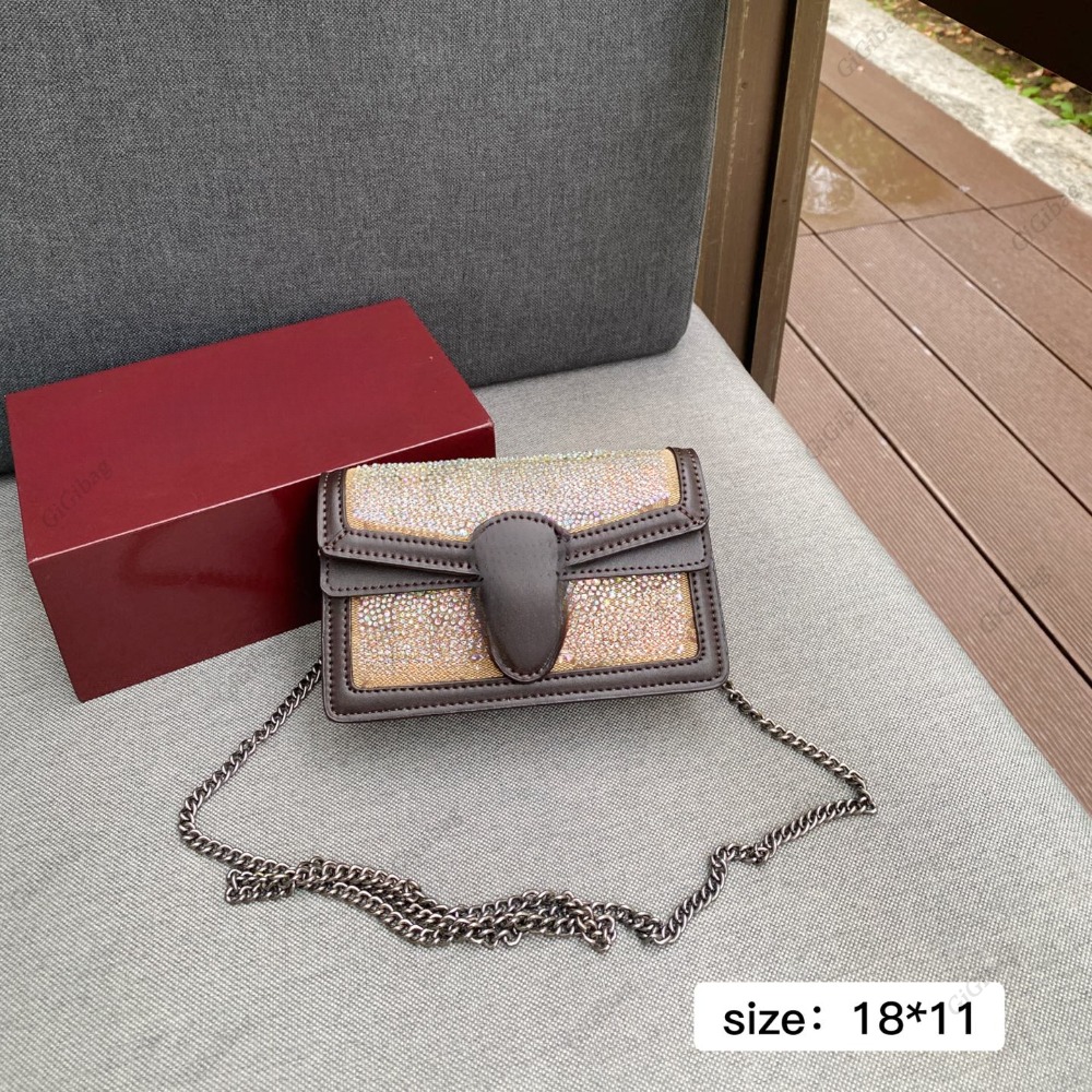 Designer Fashion Rhinestone Shoulder Bag Womens Mens 3size Clutch Flap Camera Shoulder Hand Bag Mini Leather Purse Gold Chain Cross Body Tote Envelope Bags M11