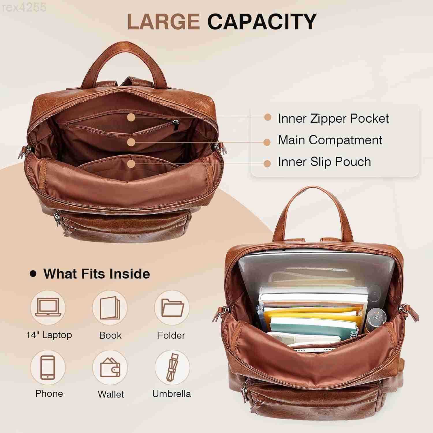 Purse for Women Large Fashion Designer Travel Backpack Ladies Shoulder Bag BrownW250903