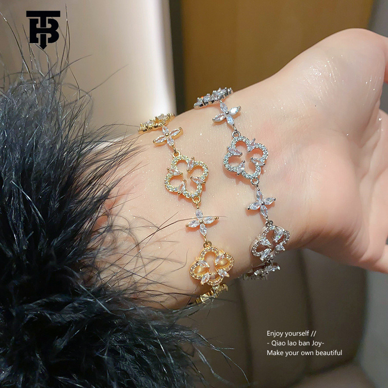 TB BHULAMTE Designer Lady's Light Luxury Zircon Flower Adjustable Bracelet High-end Exquisite New Style Bracelet Fashionable And Versatile Jewelr