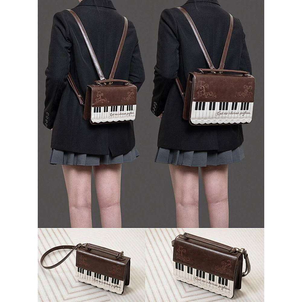 HIATUS Retro Literary Piano Embroidery Lace Shoulder Messenger Simple Texture Briefcase Mini Mobile Phone Bag