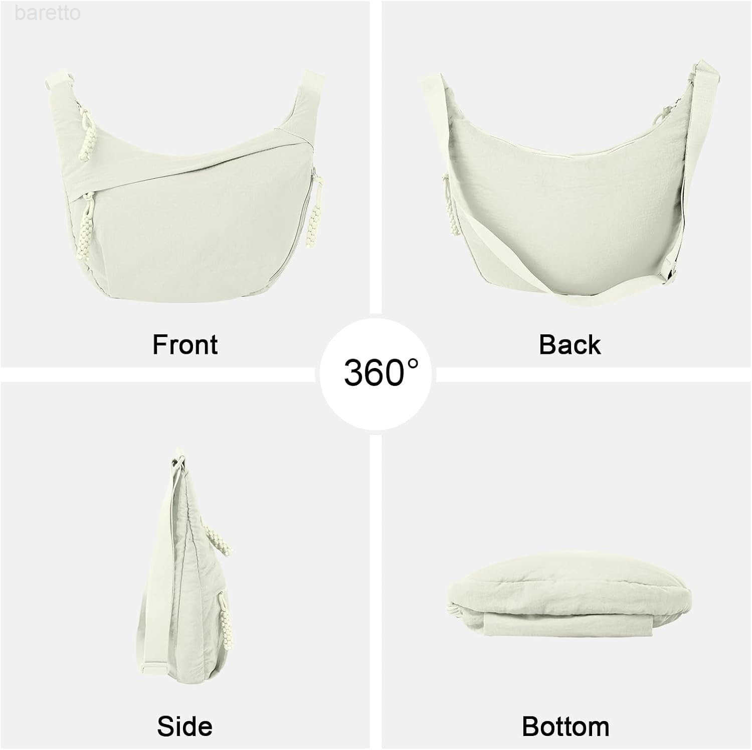 Hobo Bag for Women Men Crescent Crossbody Bag Small Shoulder Nylon Dumpling Bag with Adjustable Strap M250903