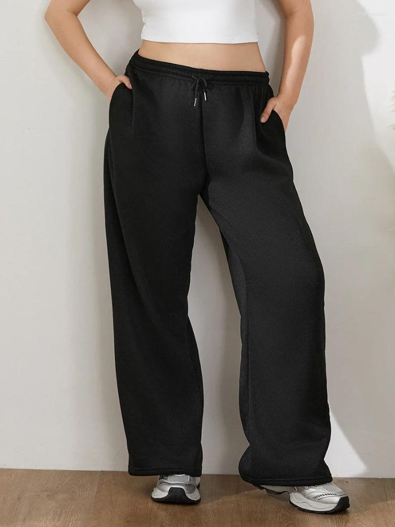 Women's Pants Womens Wide Leg Sweatpants Elastic High Waist Straight Legged Basic Baggy Comfy Jogger Sweat Orange Gray Bottom