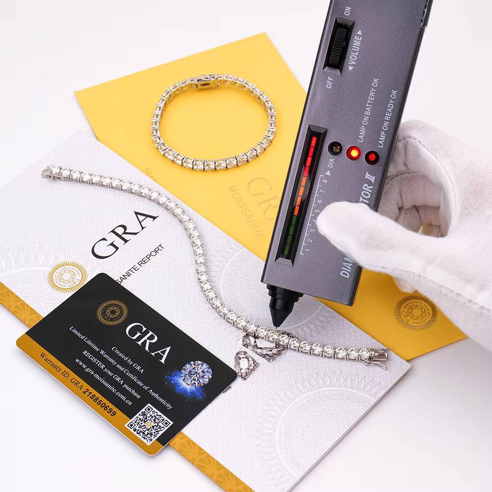 Hip Hop Jewelry 5mm Moissanite Tennis Bracelet White Gold Plated 925 Sterling Silver Fine Chain Link Bracelets for Women for Men