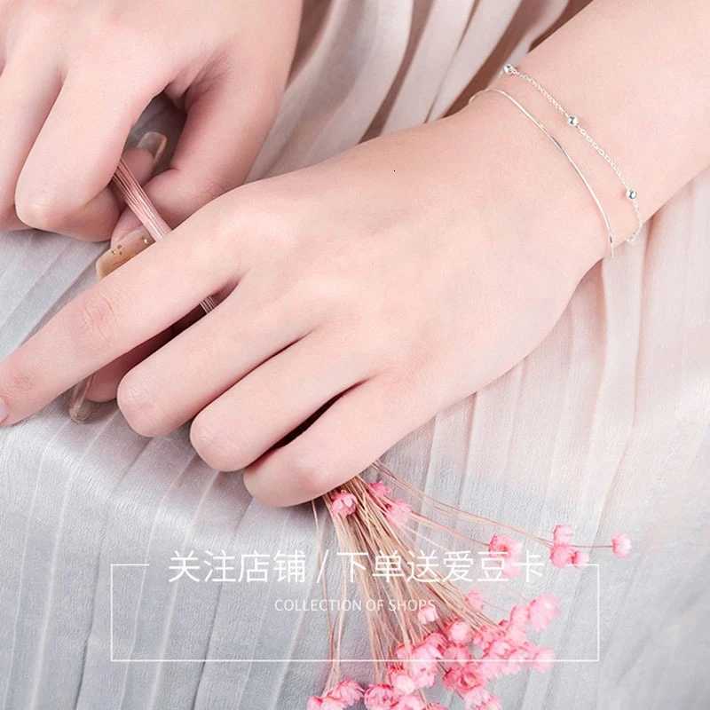 925 Sterling Silver Snake Bone Chain Glossy Beads Double Layer Bracelet Women Fine Jewelry for Wedding Party GiftXJ250904