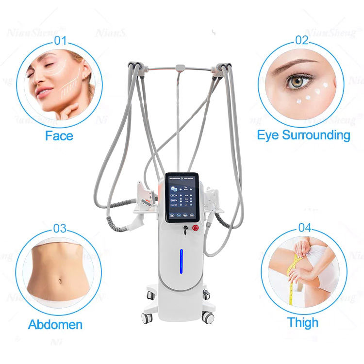 4 in 1 Vacuum Roller RF Cavitation V Sculpt Body Contouring Slimming Machine for Cellulite Reduction Skin Rejuvenation Firming Massager Machine