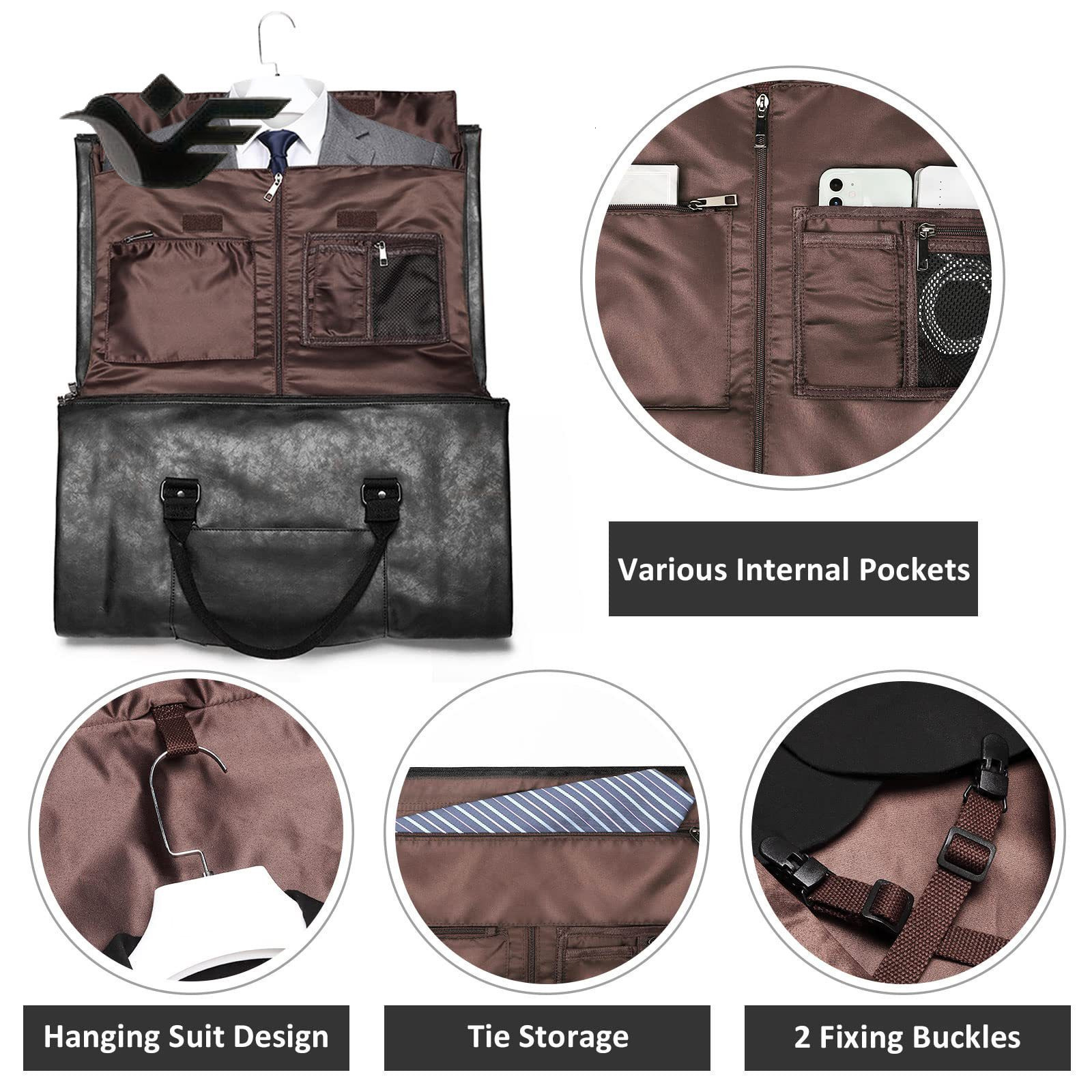 Feiyan Free Shipping New Designer Bag Luxury Shopping Bag Leather Travel Bag Carry Clothing Bag Leather Clothing Luggage Bag Convertible Men's Su