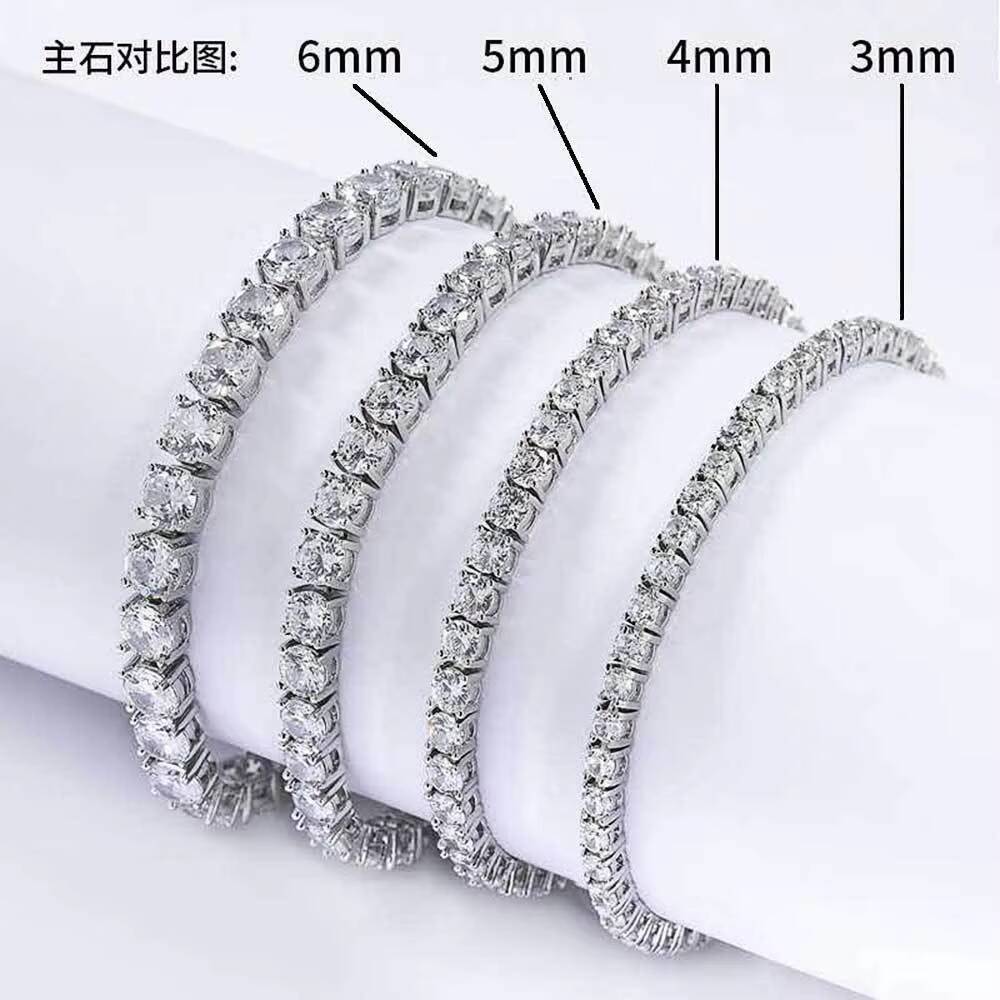 Luxury 925 Sterling Silver Tennis Bracelet for Women and Men 2mm6mm VVS Lab Grown Moissanite Diamond Fashionable Jewelry