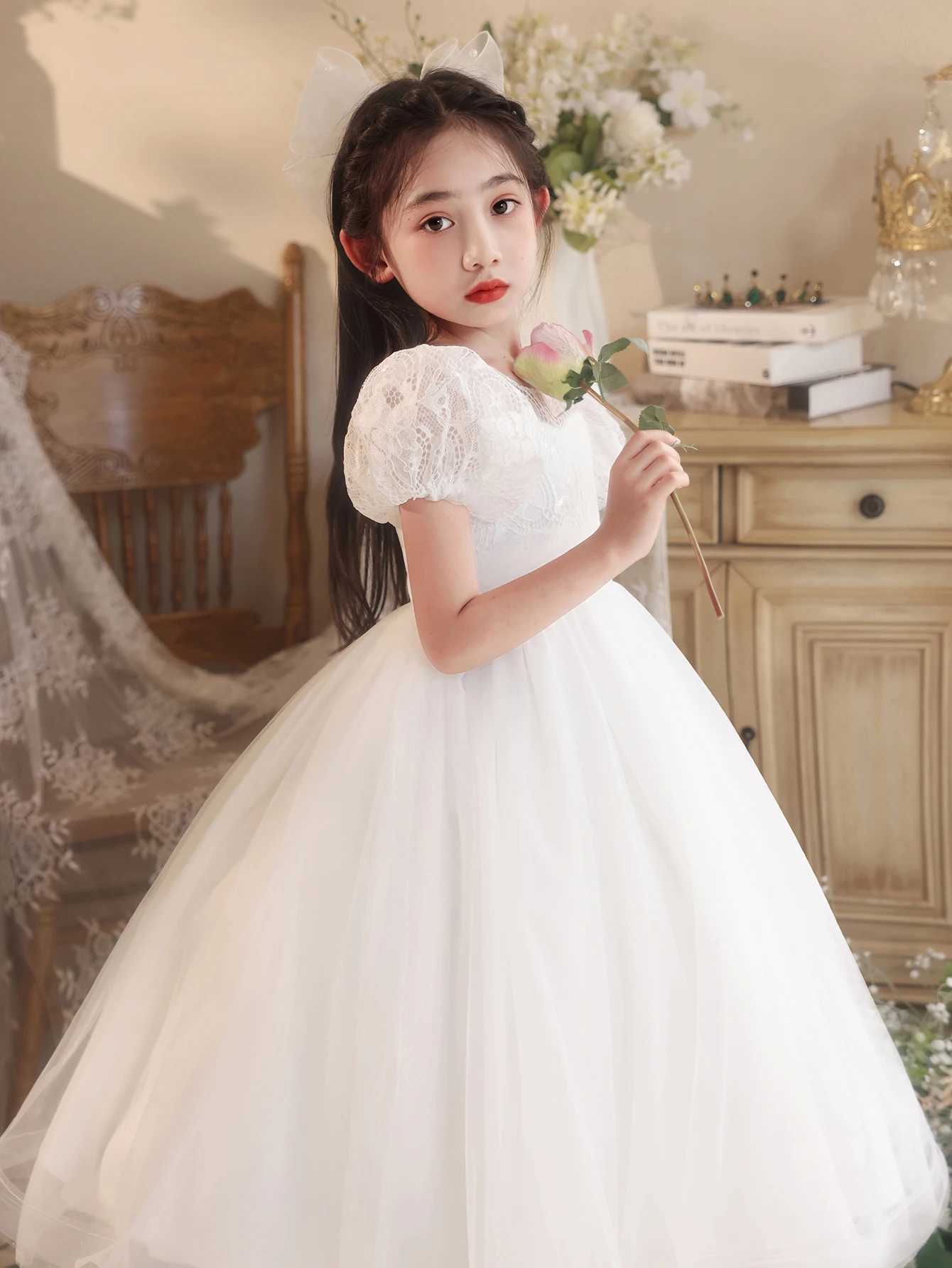 Hot Popular Girl Kids Flower Summer Gowns Apparel Child Anniversary Wedding Dress Z250904