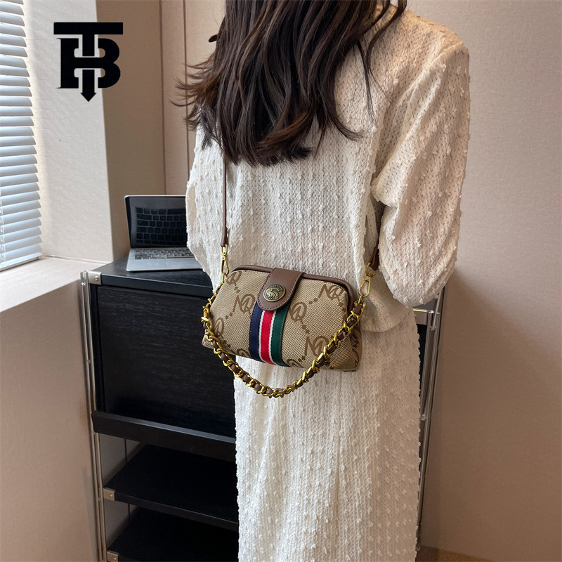 TB BHULAMTE 2025 New Designer s bag Cross-Border Letter Monogram Chain Bag European and American Retro Single Shoulder Clip Bag High-End Versatile Cro