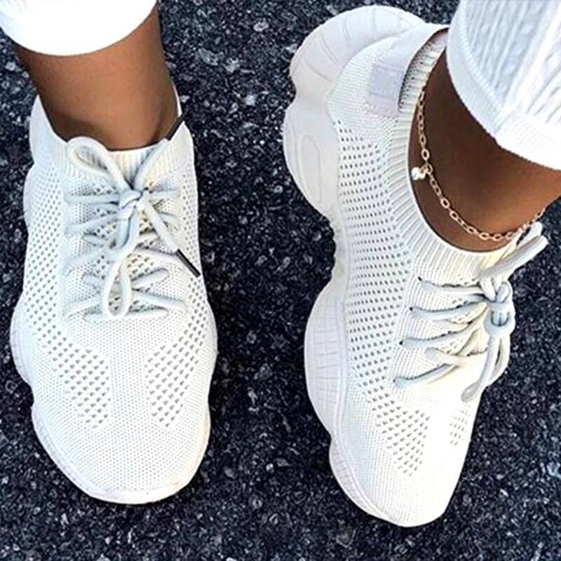 Women's 2024 New Fashion Breathable Trainers Comfortable Sneakers Mesh Fabric Lace Up Female Footwear Women Shoes ddmysaturn