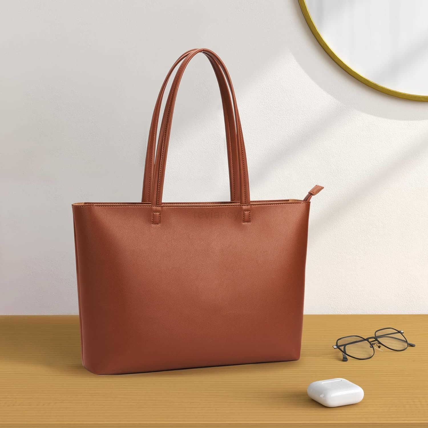 Tote Bag Zipper Shoulder Bag Faux Leather Purses Satchel for Women Casual Handbag Work Dating CollegeW250904