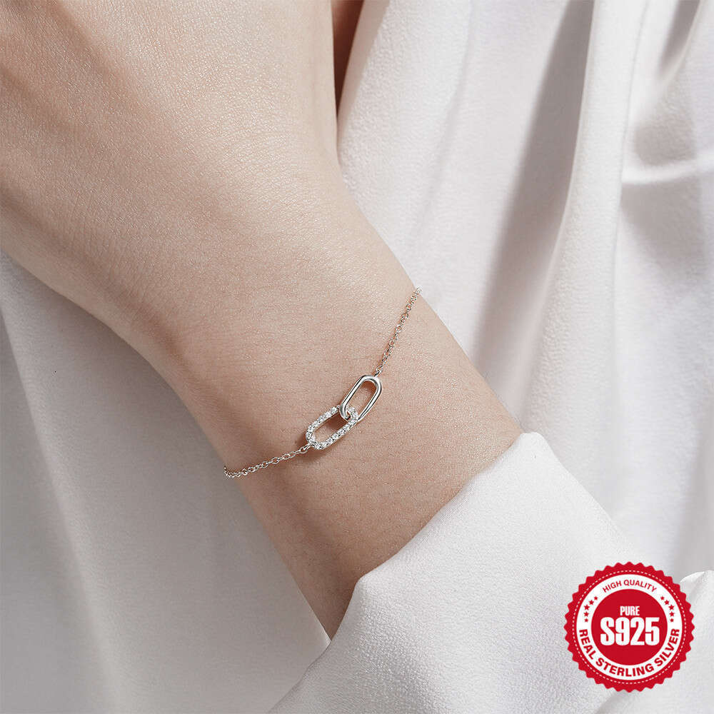 Fashion Simple Bestselling S Pure Sier Cross Double Clasp Zircon Inlaid Daily Wear Women's Bracelet