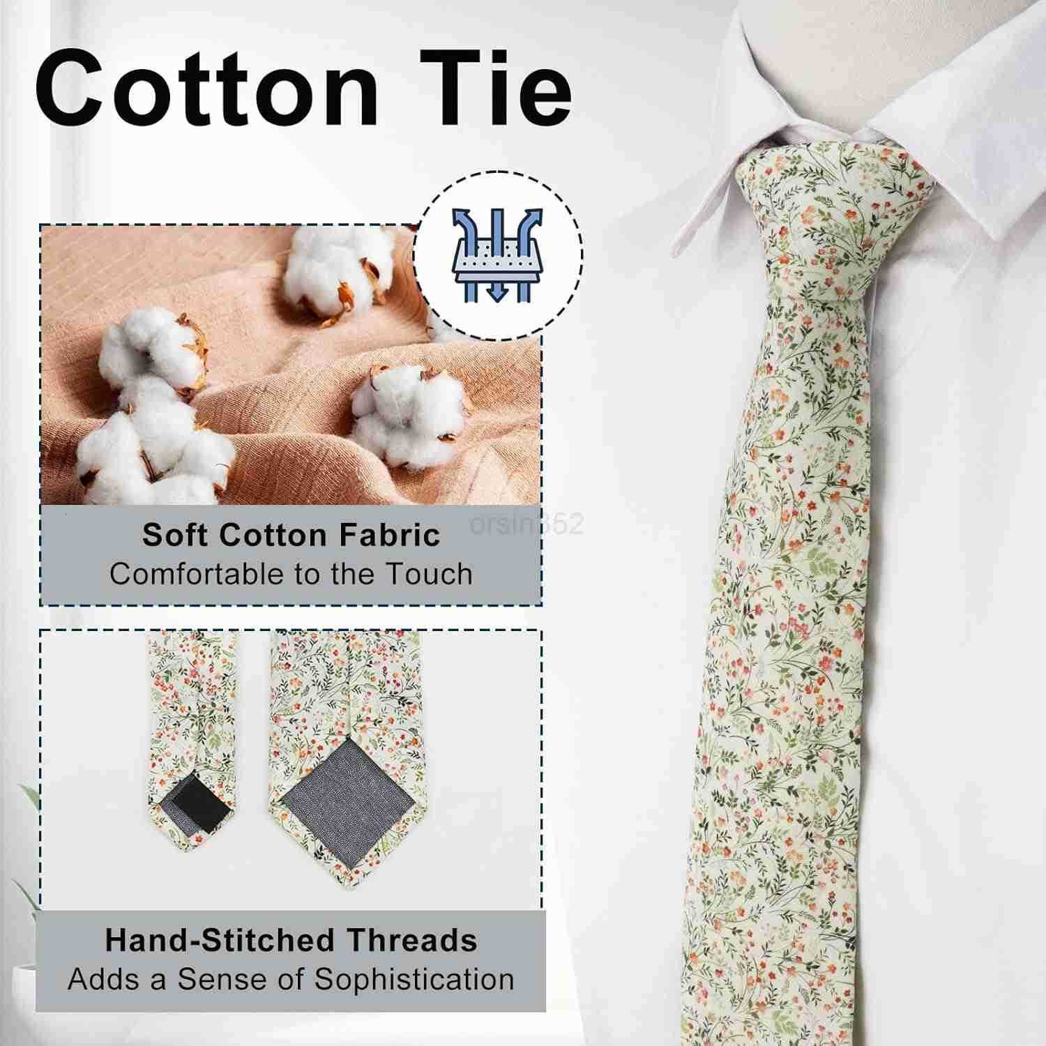 Mens Ties SageDusty BluePink Floral Ties for Men 276 Cotton Flower Necktie for WeddingGroomsmenPartyW250904