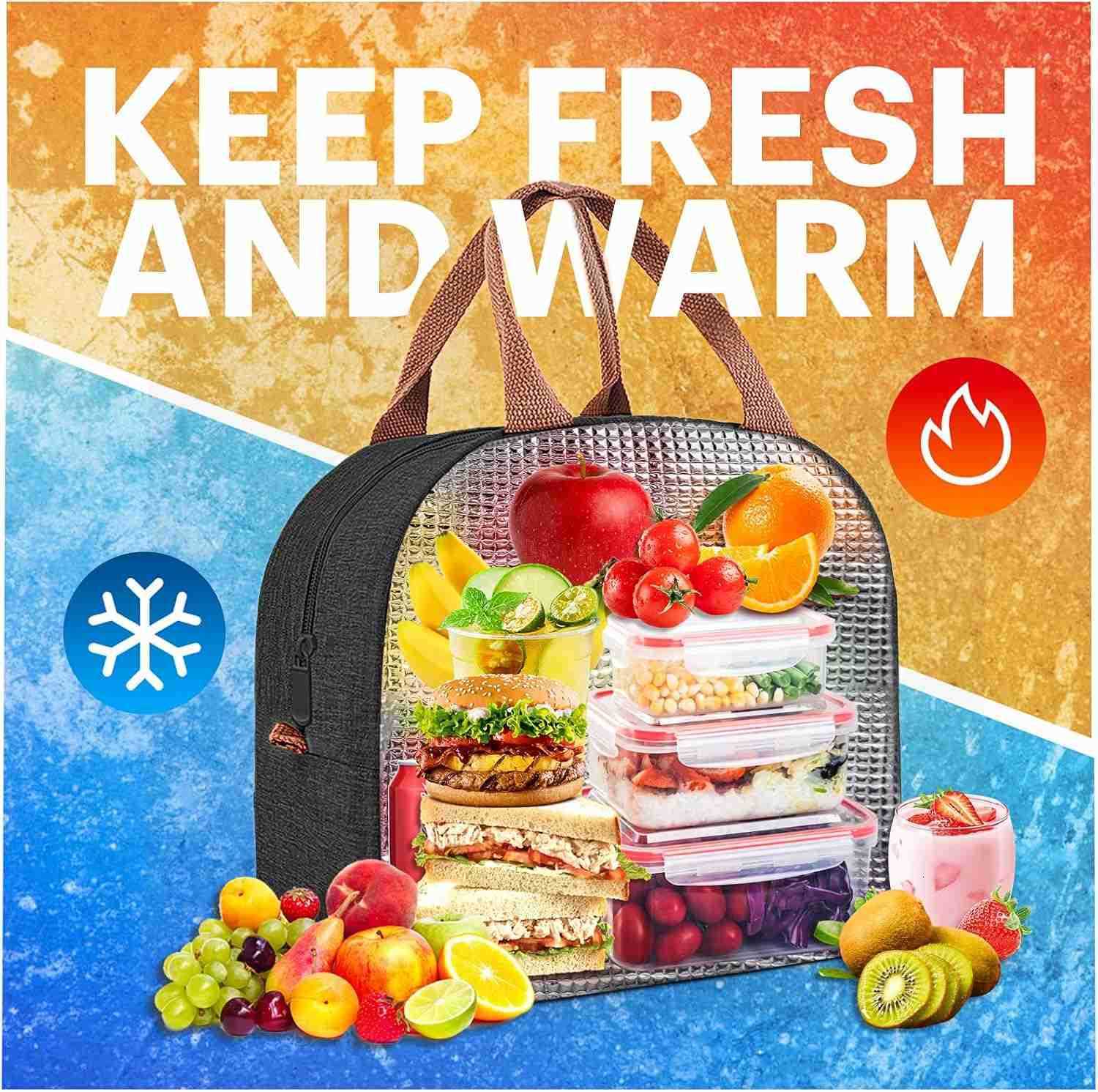 Lunch Bag for Women Men Adult Insulated Lunch Box Small Leakproof Cooler Food Lunch Containers Reusable High Capacity Lunch Tote Bags for Work Travel 