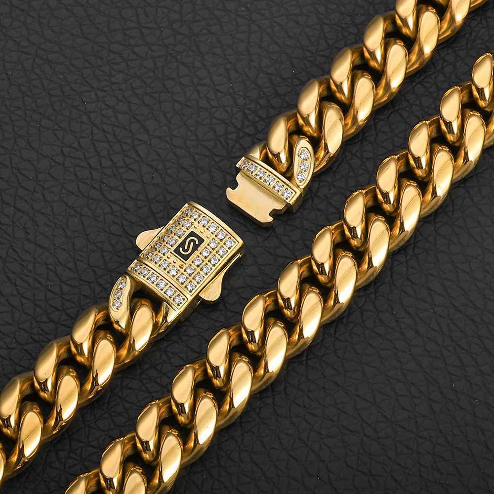 Stainless steel Bracelet Miami Cuban Plated 14K Gold CNC Mens Jewelry High Polished 814MM Chain Luxury Gift W250904