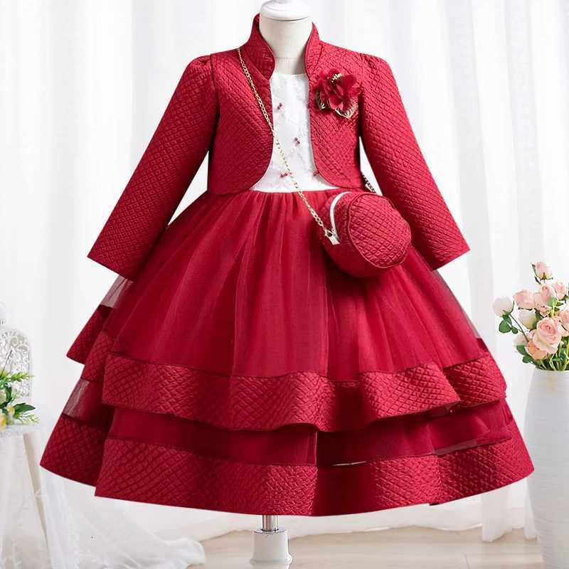 New Autumn/Winter Long Sleeve Party Dress Elegant Girl Embroidery Christmas Performance Dress Gift Bag for Children Aged 3-11 Z250904